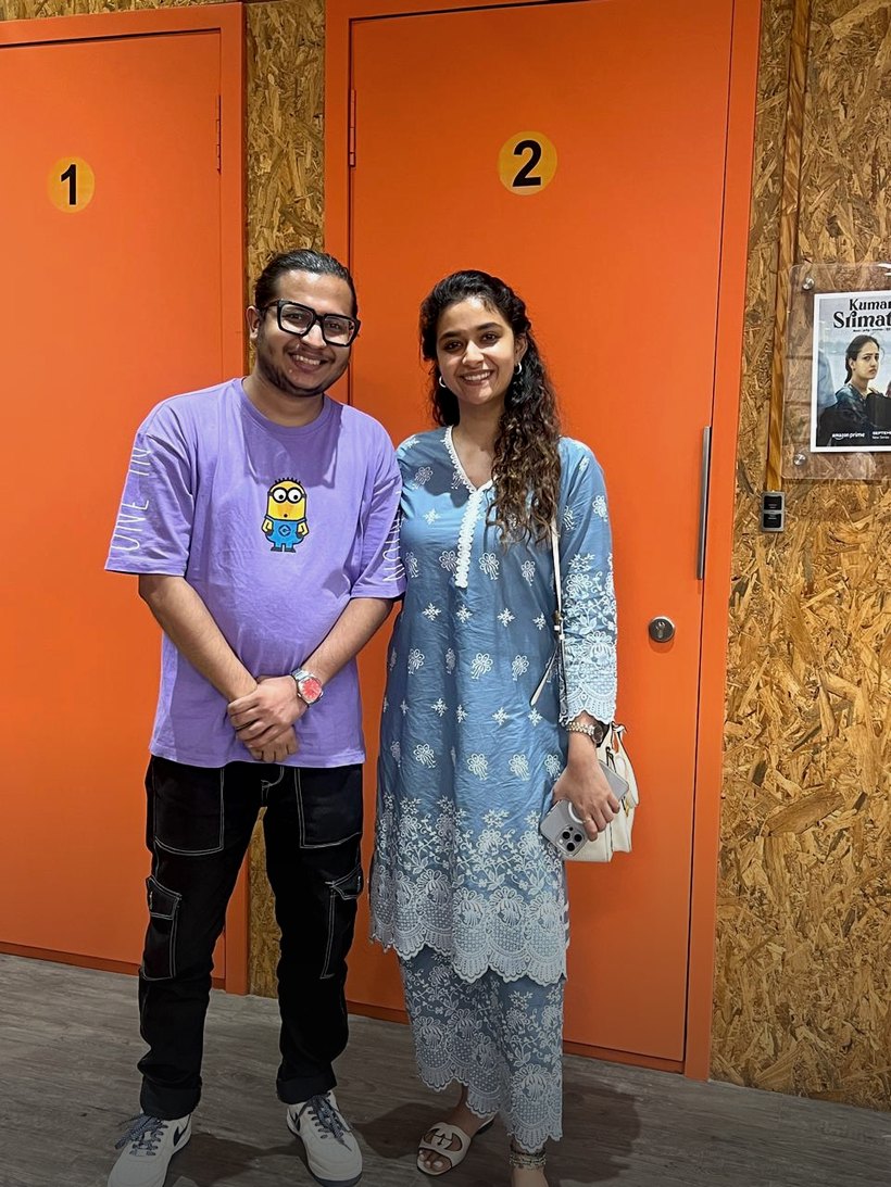 Keerthy Suresh at the Hindi recording sessions, TakeMyView Studios